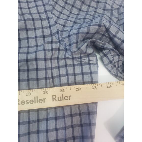 Banana Republic Slim Fit Gray/Blue Plaid Button Collar Shirt Mens sz L - Picture 5 of 6